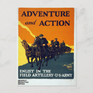 Vintage World War I Army Recruitment Poster Postcard
