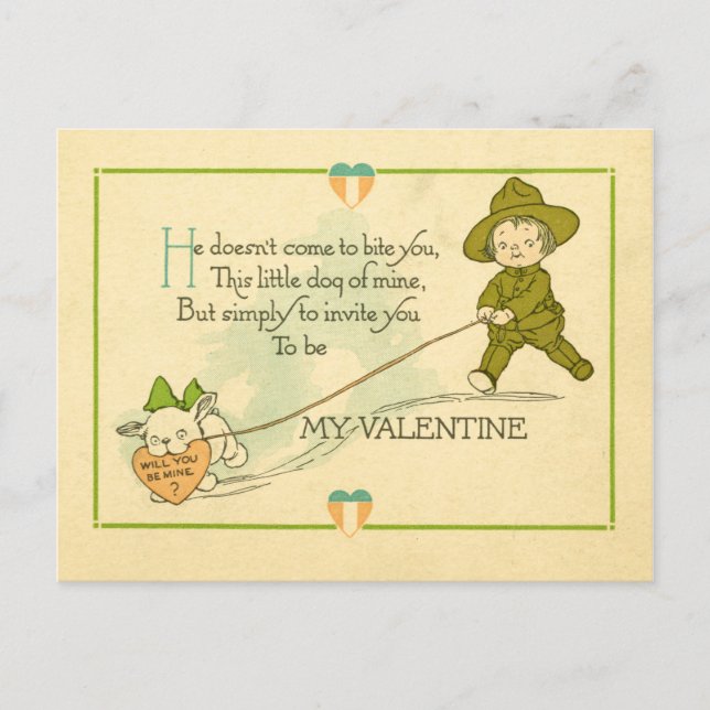 Vintage World War I Valentine Holiday Postcard (Front)