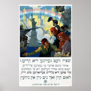 Vintage World War I Yiddish New York Poster