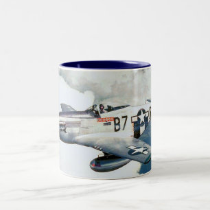 Vintage World War II Air Force P-51D Mustang Two-Tone Coffee Mug