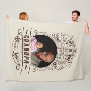 Vintage World's Best Grandpa Quote Photo Fleece Blanket