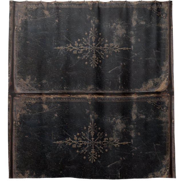 Vintage Worn Leather Book Shower Curtain (Front)