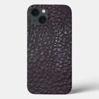 Vintage Worn Textured Black Leather iPhone 13 Case