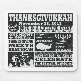 Vintage Worn Thanksgivukkah Poster Mouse Pad