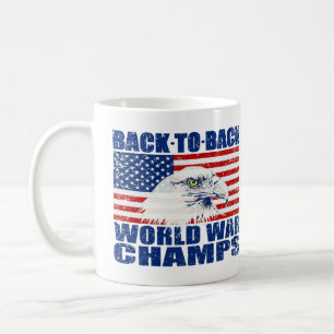 Vintage Worn World War Champs Eagle & US Flag Coffee Mug