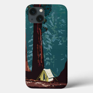 Vintage WPA Camping in Sequoia National Park iPhone 13 Case