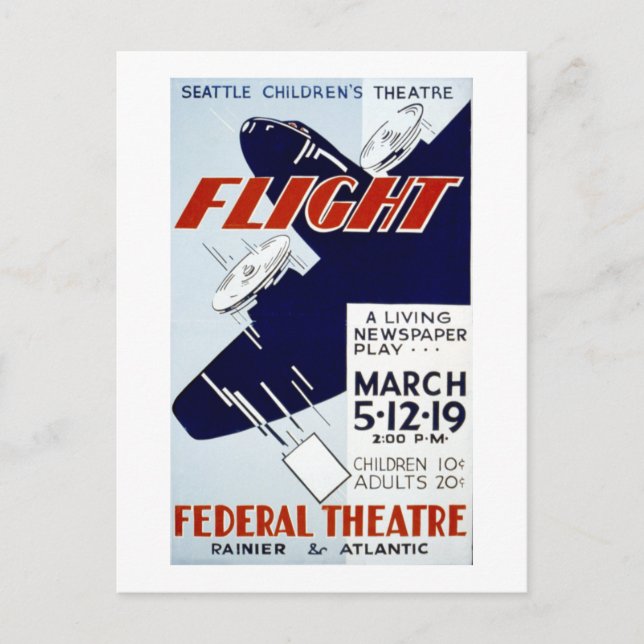 Vintage WPA Federal Theatre Project Flight Postcard (Front)