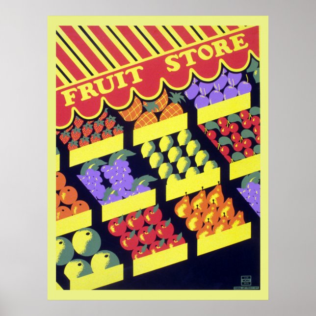 Vintage WPA Fruit Store Poster (Front)