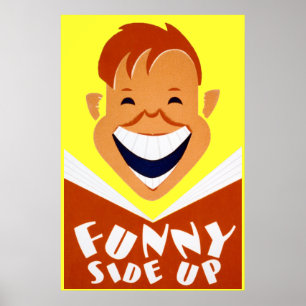Vintage WPA Funny Side Up Poster Print
