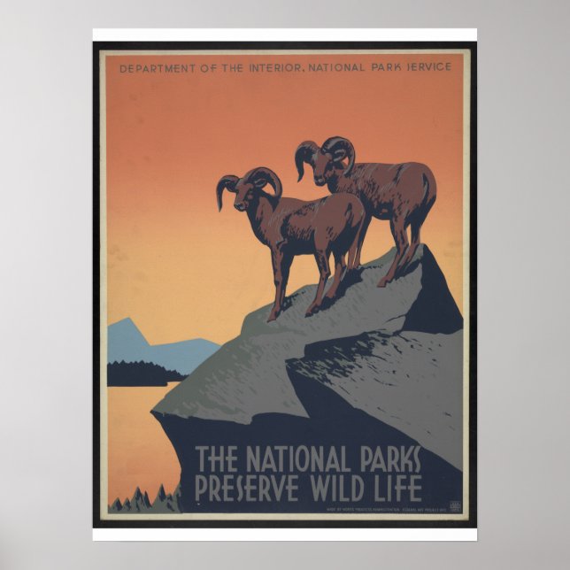 Vintage WPA National Parks Poster Circa 1940 (Front)