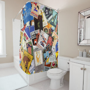 Vintage WPA Poster Collage No. 1 Shower Curtain