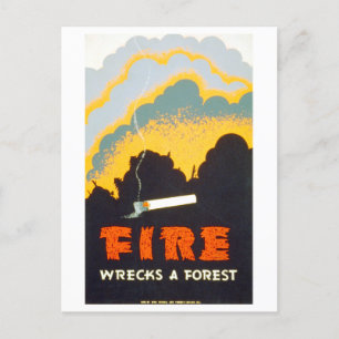 Vintage WPA Poster: "Fire Wrecks a Forest" Postcard