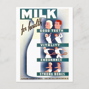 Vintage WPA Poster Milk for Health Postcard