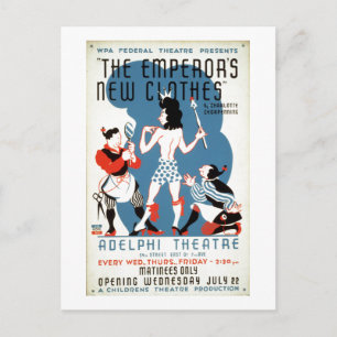 Vintage WPA The Emperor's New Clothes Adelphi Postcard