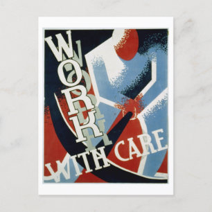 Vintage WPA "Work with Care" Poster Postcard