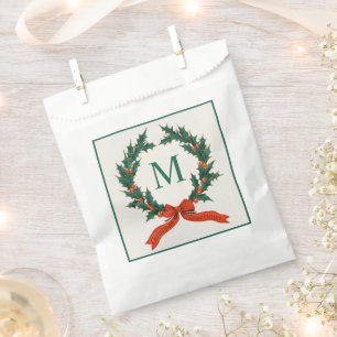 Vintage Wreath and Initial Christmas Favour Bag