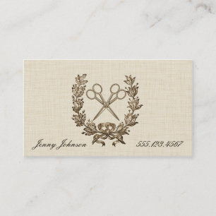 Vintage Wreath Hair Stylist Shears Scissors Appointment Card