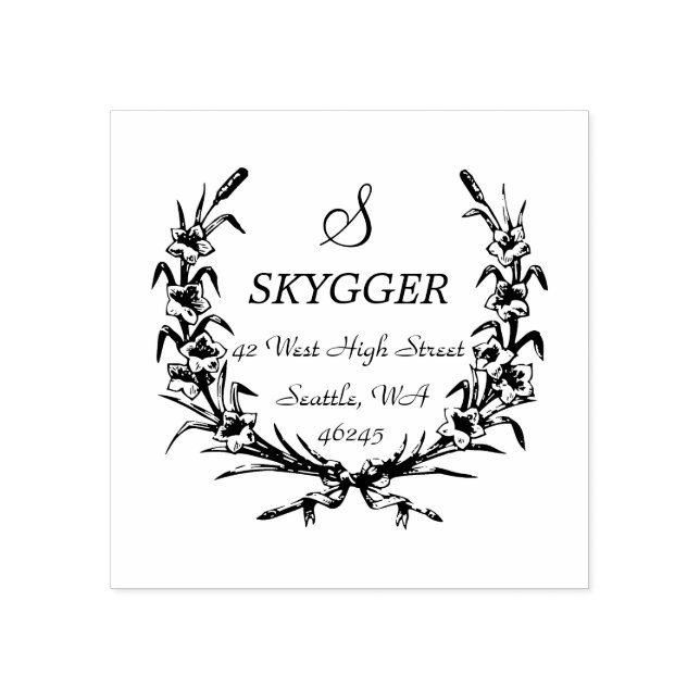 Vintage Wreath Monogram Rubber Stamp (Imprint)