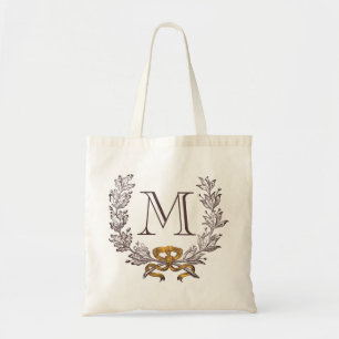 Vintage Wreath Personalised Monogram Initial Tote Bag