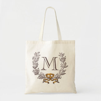 Vintage Wreath Personalised Monogram Initial Tote Bag