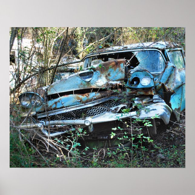 Vintage Wrecked Car Poster (Front)