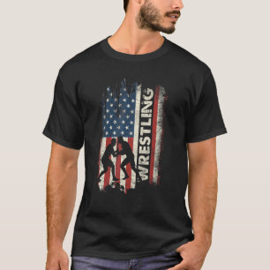Vintage Wrestling American Flag Cool Usa Patrioti T-Shirt