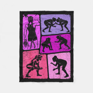 Vintage Wrestling Girl Wrestler Fighter MMA Fleece Blanket