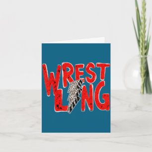 Vintage wrestling mum dad leopard lightning  card