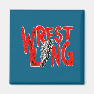 Vintage wrestling mum dad leopard lightning magnet