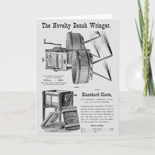 Vintage Wringer & Butter Churner Advertisement Card (Front)