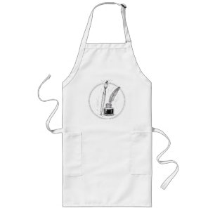 Vintage Writer Ink & Feather Minimal Dark Art Long Apron