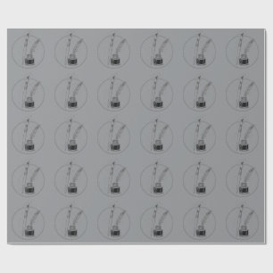 Vintage Writer Ink & Feather Minimal Dark Art Wrapping Paper