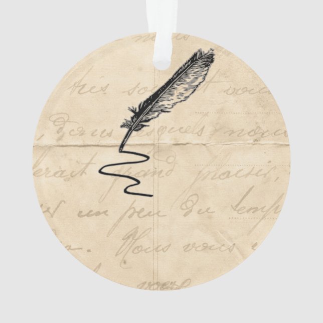 Vintage Writer’s Feather Quill Ornament (Back)
