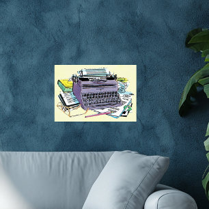 Vintage Writer’s Tools Typewriter Paper Pencil Poster
