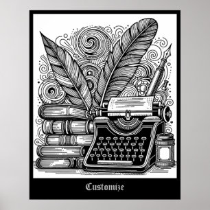  Vintage Writer's Theme 2 Colour Me Poster