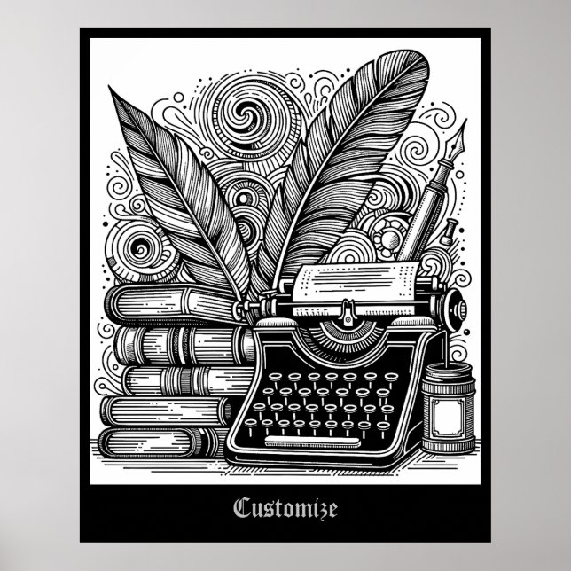  Vintage Writer's Theme 2 Colour Me Poster (Front)