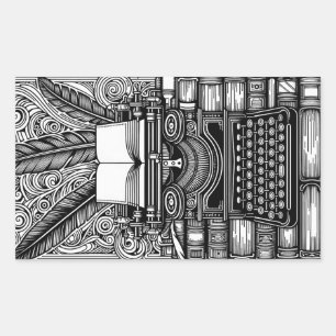 Vintage Writer's Theme 3 Colour Me Rectangular Sticker