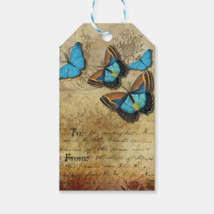 Vintage Writing and Butterflies Gift Tags