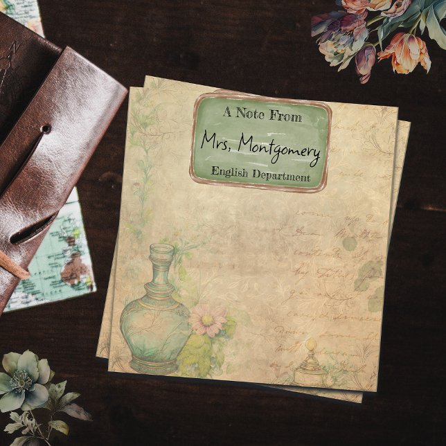 Vintage Writing Paper, Note From Teacher, Floral (Creator Uploaded)