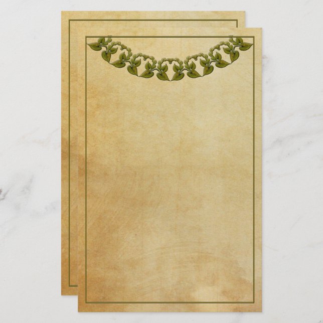 Vintage Writing Paper with Green Garland (Front/Back)