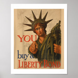 Vintage Ww1 Propaganda Poster Liberty Bond Usa Wor