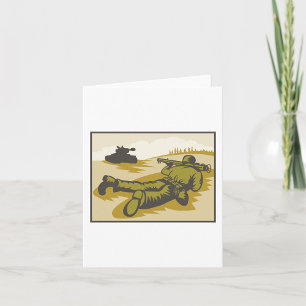 Vintage WW2 Bazooka Soldier and Tank Card