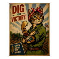 Vintage WW2 Land Girl Pop Art Cat | Retro