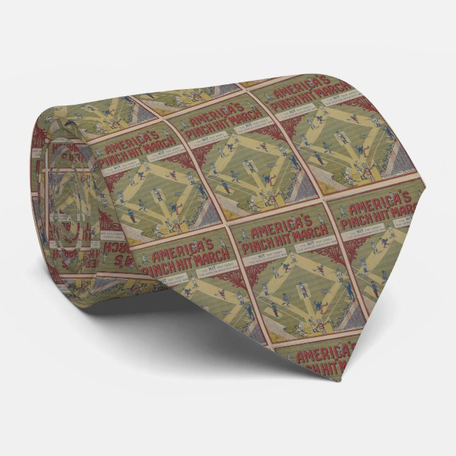 Vintage WWI Baseball Game Cartoon (1919) Tie (Rolled)