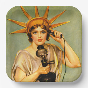 Vintage WWI Hello This Is Liberty Speaking Poster Paper Plate