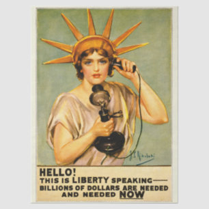 Vintage WWI Hello This Is Liberty Speaking Poster Tissue Paper