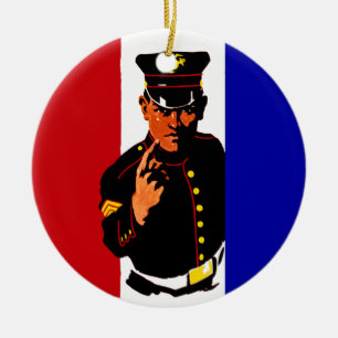 Vintage WWI Marine Recruitment Poster Ceramic Tree Decoration