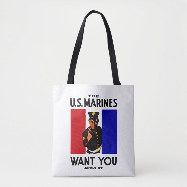 Vintage WWI Marine Recruitment Poster Tote Bag (Front)