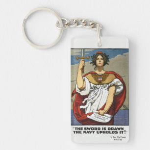 Vintage WWI Navy Recruitment Poster Kenyon Cox Art Key Ring