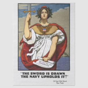 Vintage WWI Navy Recruitment Poster Kenyon Cox Art Tissue Paper